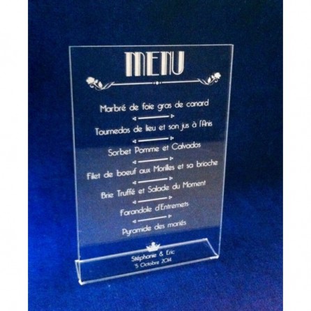 Menu en plexiglas