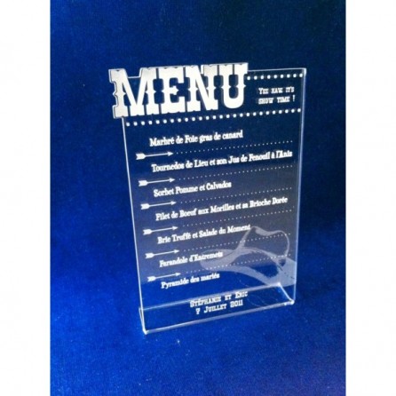 Menu en plexiglas