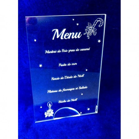 Menu en plexiglas