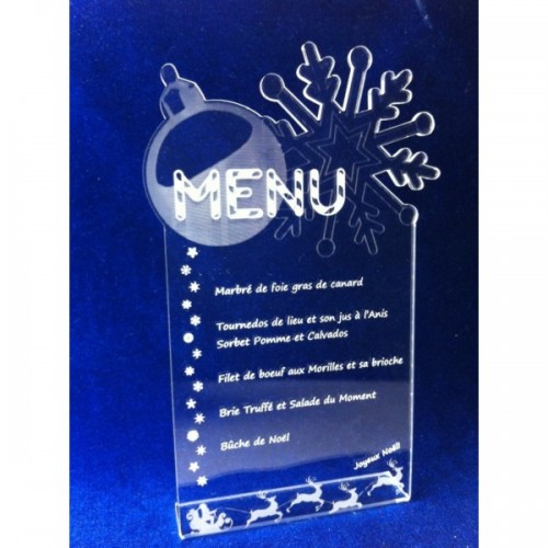 Menu en plexiglas