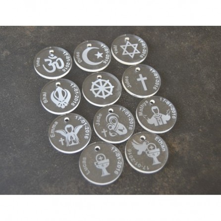 Médaillon contenant à dragées en plexiglas rond - Judaïsme