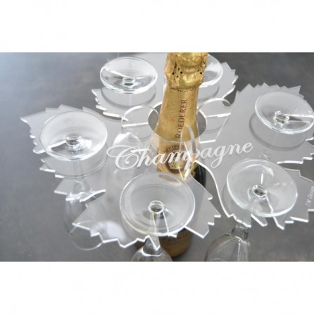 Support 6 flûtes à champagne - Feuille de vigne