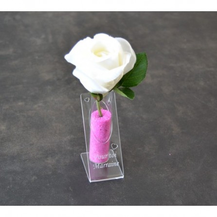 Soliflore en plexiglas + éprouvette 10 cm - Pour Toi Marraine personnalisé