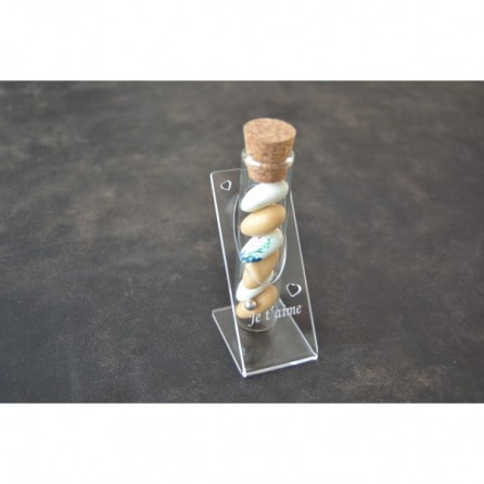 Soliflore en plexiglas + éprouvette 10 cm - Je t'aime