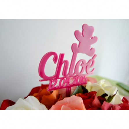 Figurine décorative gâteau personnalisée / Topper Wedding cake Ourson Fille pour gâteau