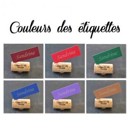 Marque-place Bouchon en liège - Initiales mariés