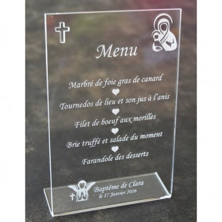 Menu en plexiglas