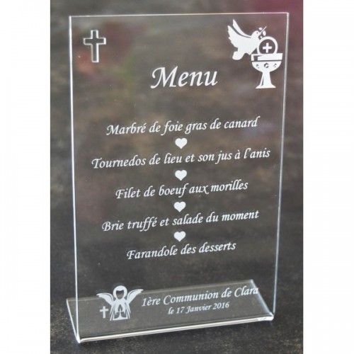 Menu en plexiglas