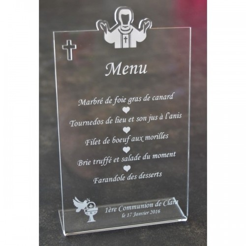 Menu en plexiglas