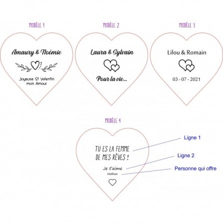 Dessous de verre en ardoise personnalisé Coeur St Valentin