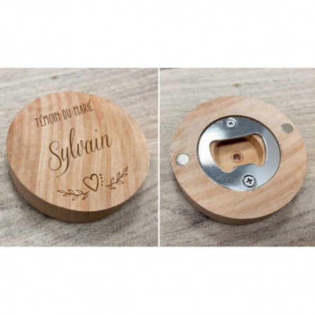 DÉCAPSULEUR OUVRE BOUTEILLES EN BOIS PERSONNALISÉ SAVE THE DATE CADEAU INVITÉ - MARIAGE M3