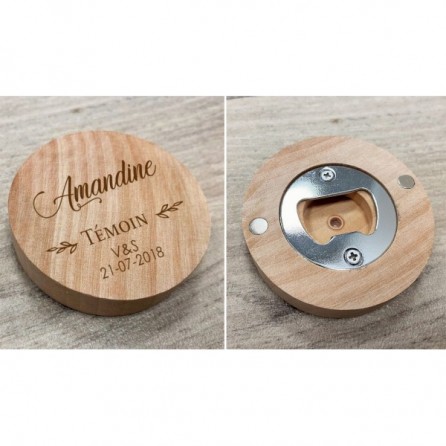 DÉCAPSULEUR OUVRE BOUTEILLES EN BOIS PERSONNALISÉ CADEAU TéMOIN - MARIAGE M5