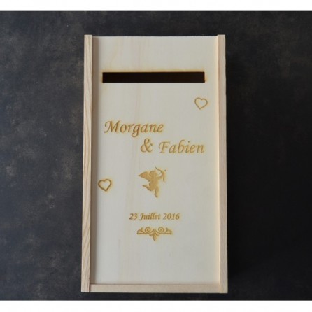 Urne en bois personnalisée - Amour angel