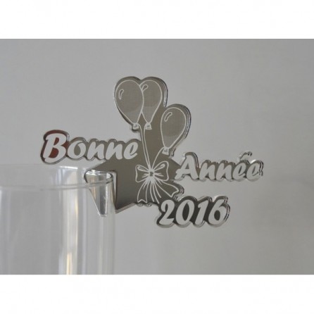 Marque-place en plexiglas pour verre - Bonne Année