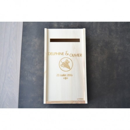 Urne en bois personnalisée - Vin grappe de raisins