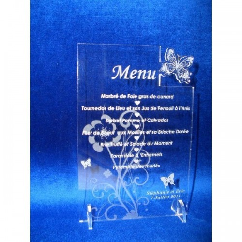 Menu en plexiglas