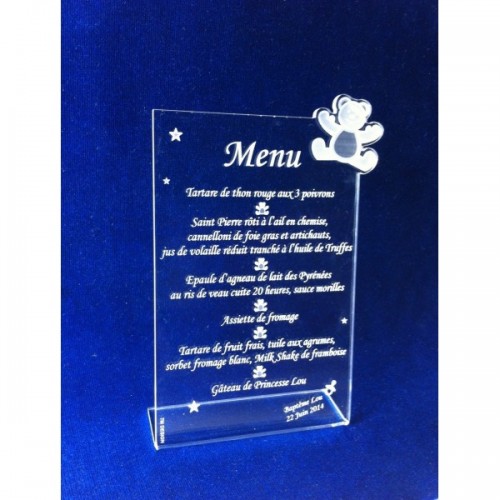 Menu en plexiglas